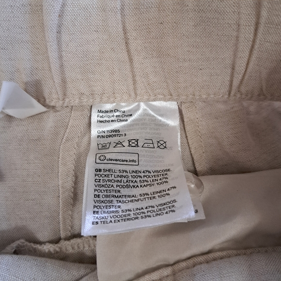 H&M Cream Pants Womens Size 8 Linen Blend Trousers Pleated Lightweight Neutral - Picture 9 of 12